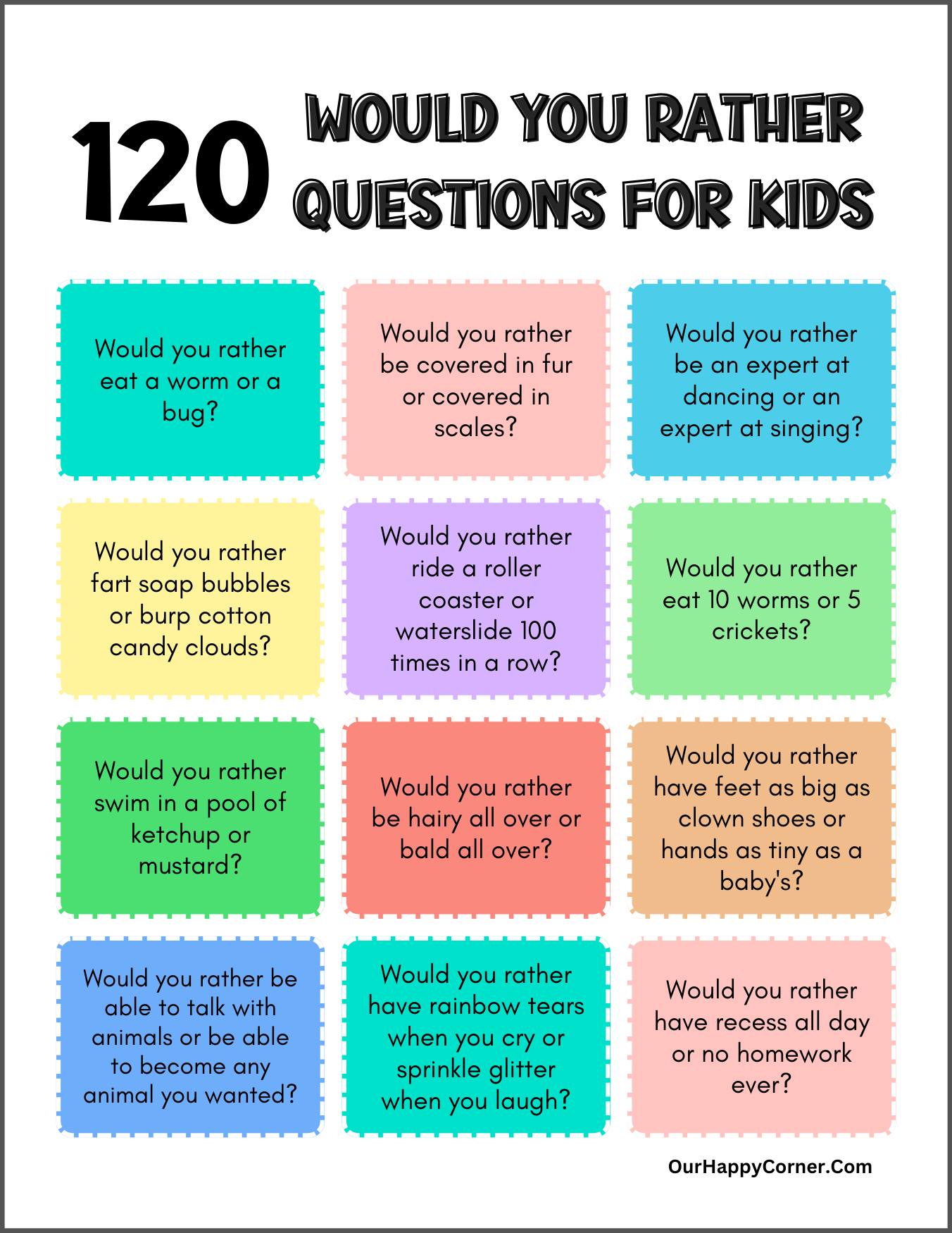 Would You Rather Questions for Kids: Spark Fun Conversations - Our ...