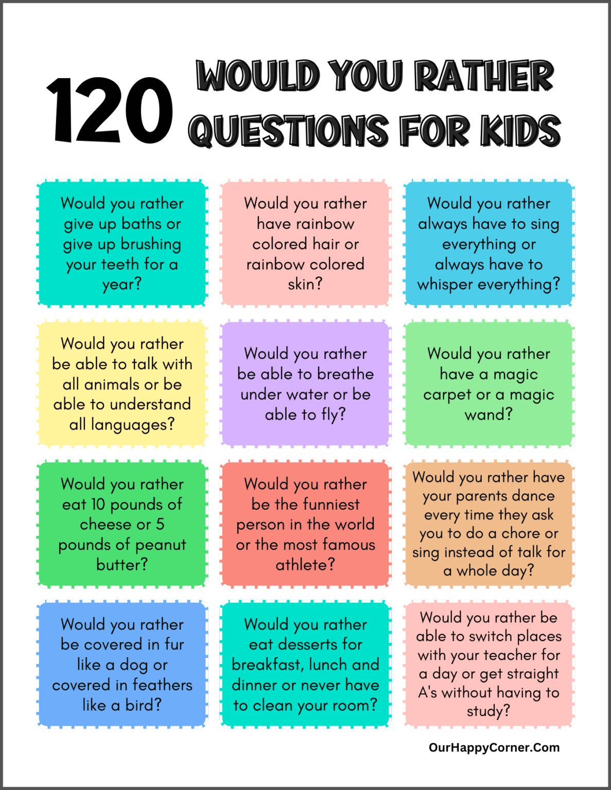 Would You Rather Questions for Kids: Spark Fun Conversations - Our ...
