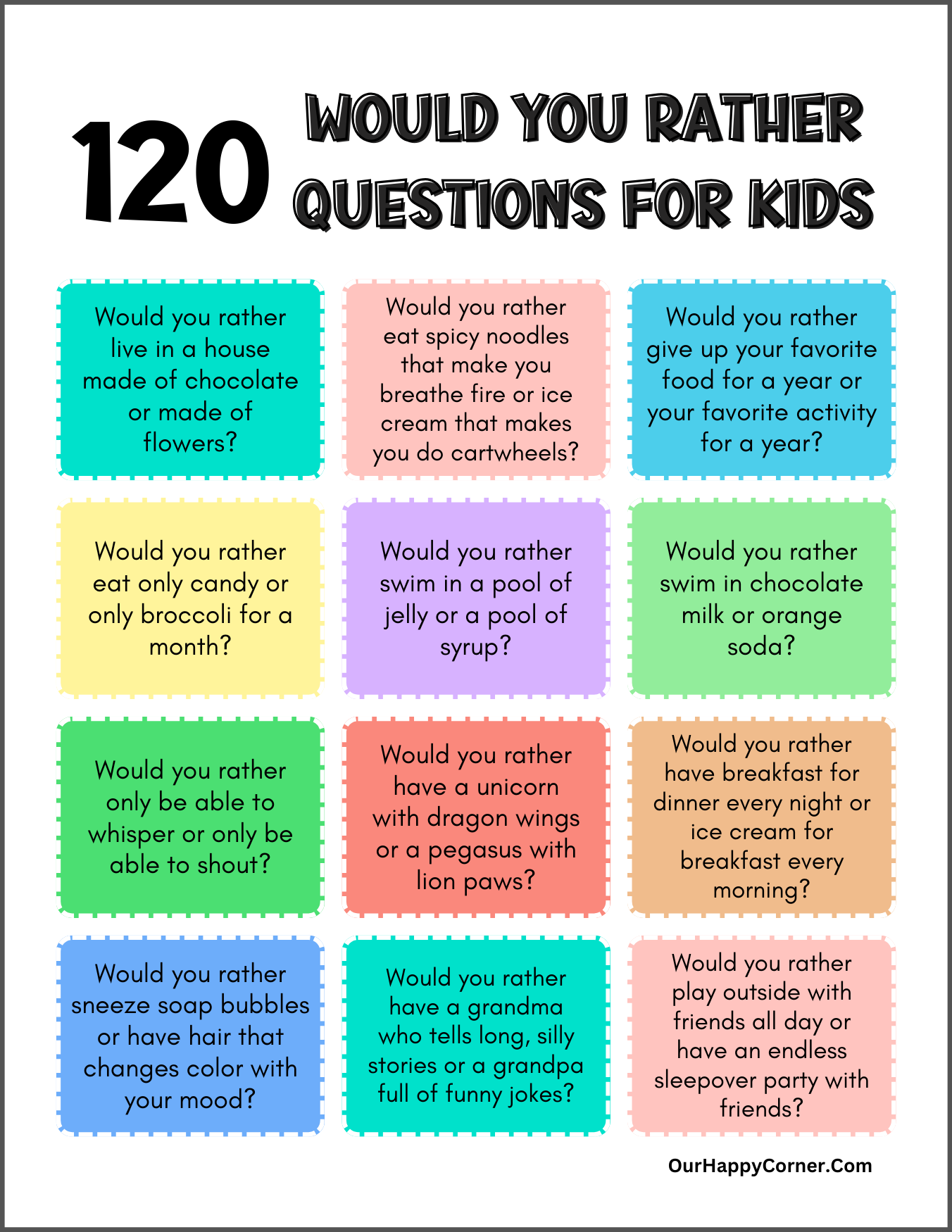 Would You Rather Questions For Kids: Spark Fun Conversations - Our 