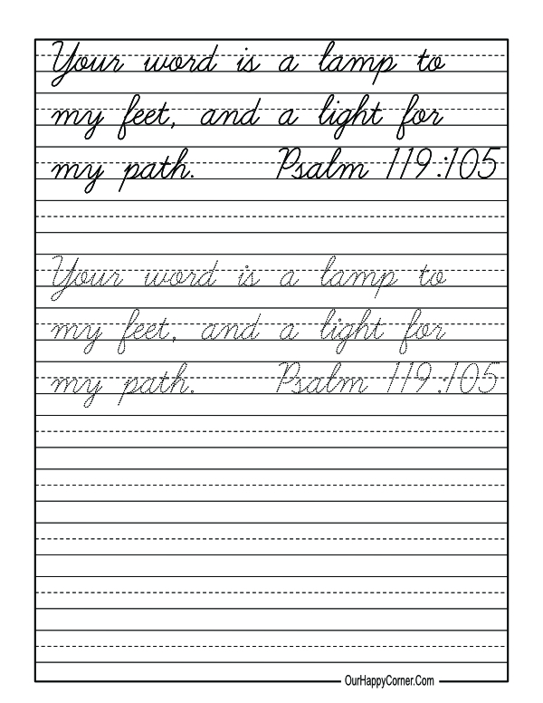 Cursive Bible Verse Copywork Free Printable - Our Happy Corner