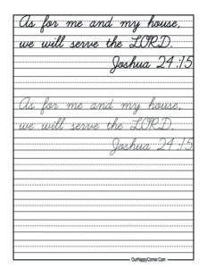 Cursive Bible Verse Copywork Free Printable - Our Happy Corner