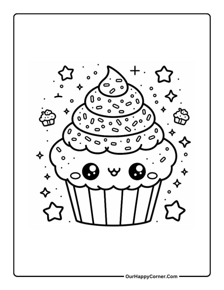 Kawaii Sweet Treats Coloring Pages Free Printable - Our Happy Corner