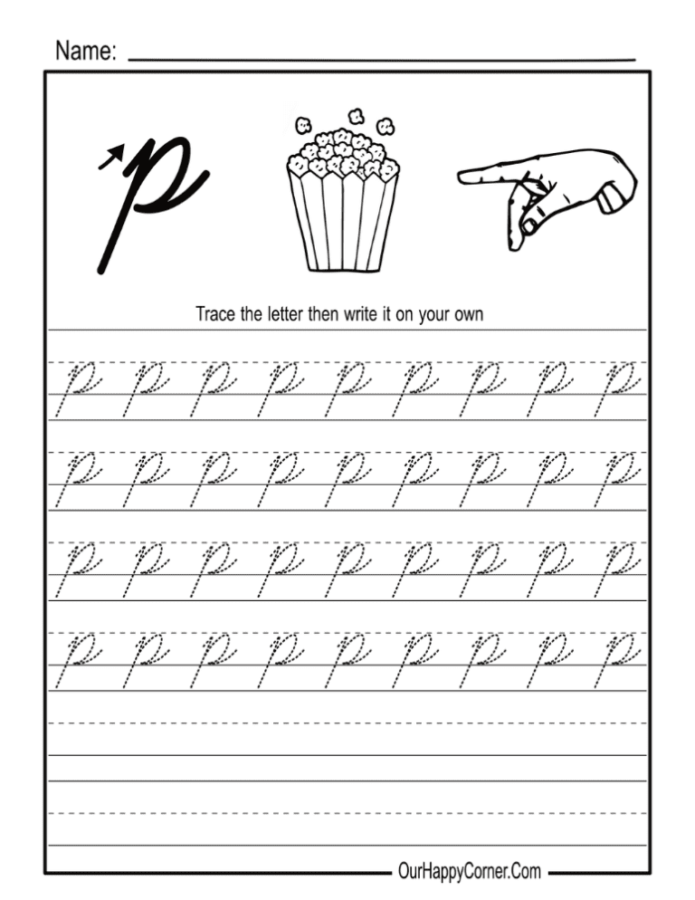 Free Cursive Alphabet Tracing Worksheets - Our Happy Corner