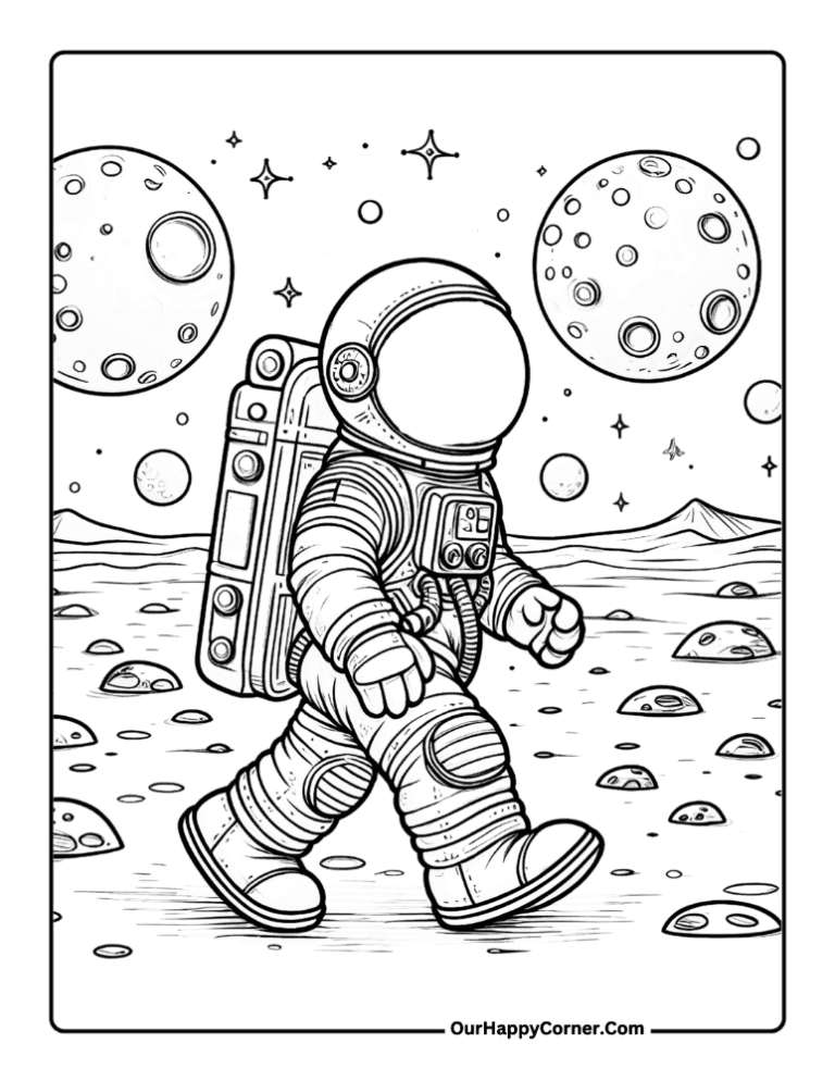 Astronaut Coloring Pages Free Printables - Our Happy Corner