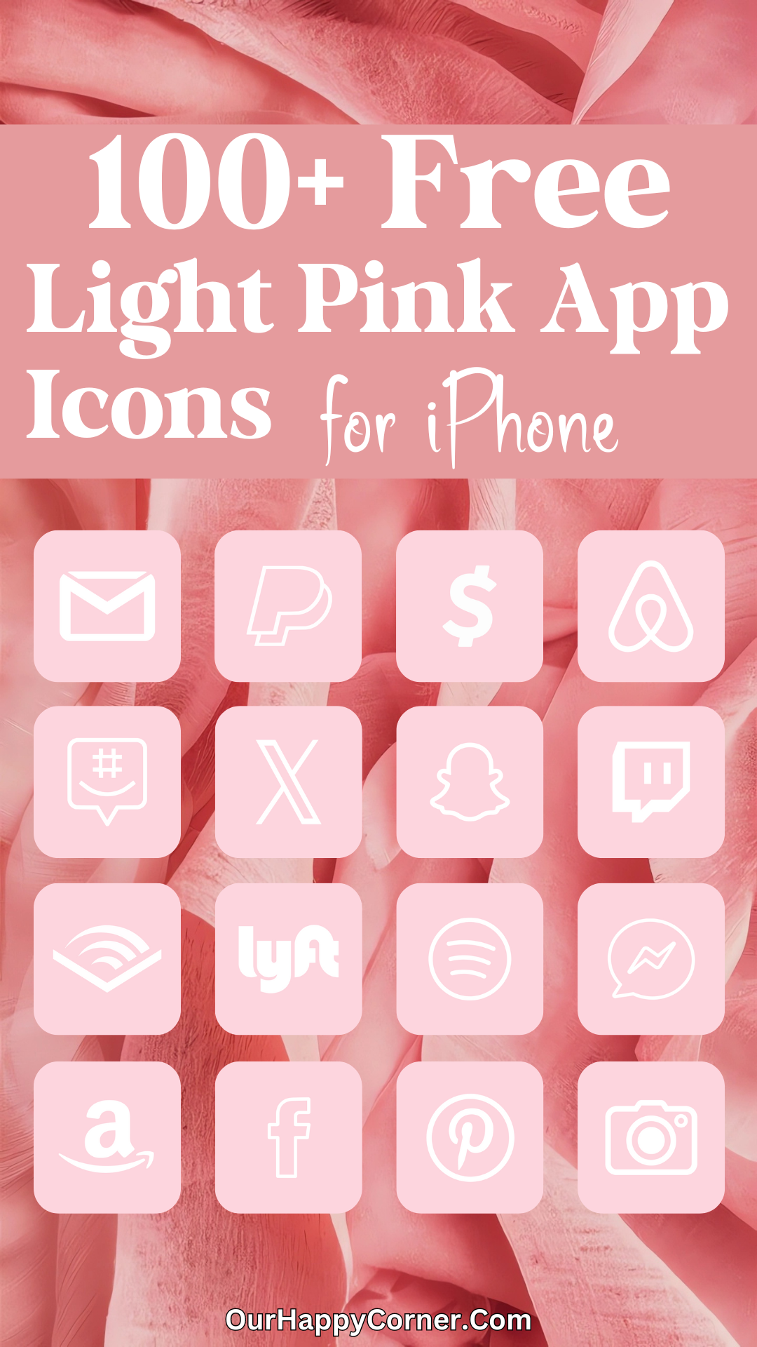 100 Free Light Pink App Icons For Your iPhone - Our Happy Corner