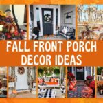 Frame showcasing different fall front porch decorations