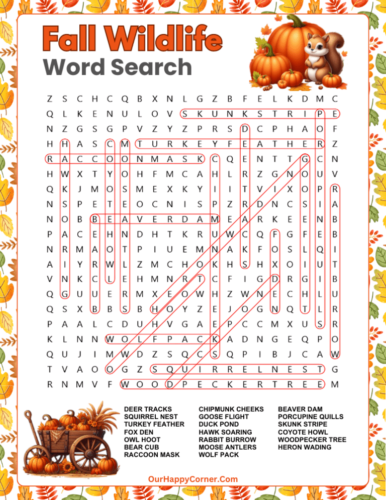 Free Printable Fall Word Search Puzzles Our Happy Corner