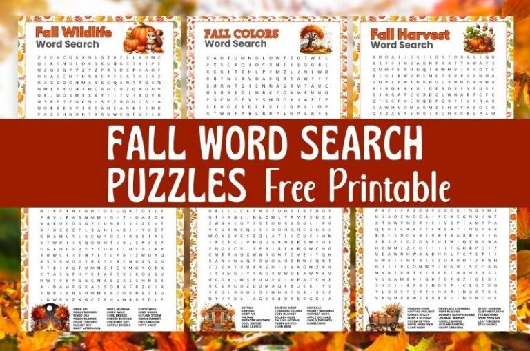 Fall Word Search Free Printable Worksheets