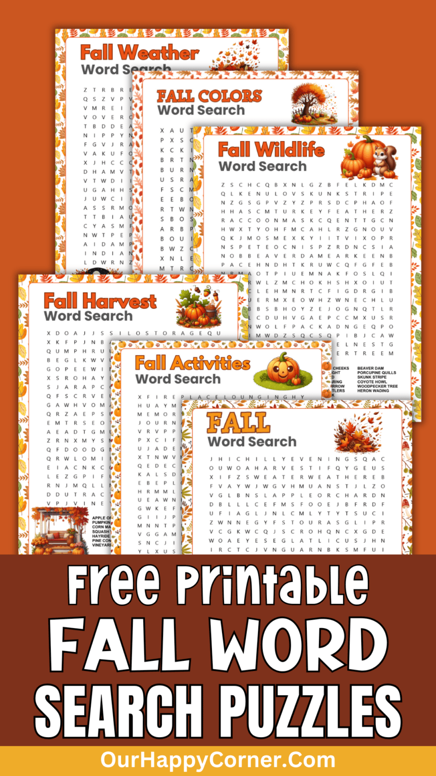 Word Find Mini Fall Free Printable Fall Word Search Puzzles - Our Happy Corner
