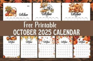 Autumn season inspired October calendars 2025