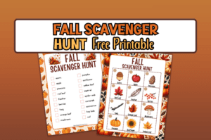 Fall scavenger hunt in list and image printable