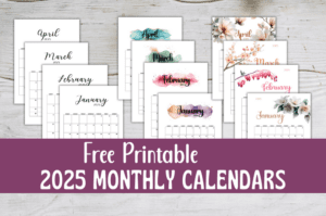 2025 Monthly Calendar Printable