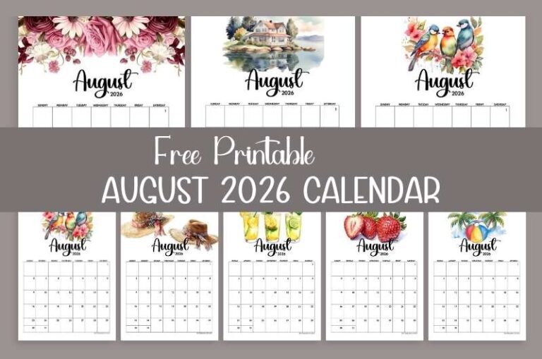 2026 August Calendar Printable