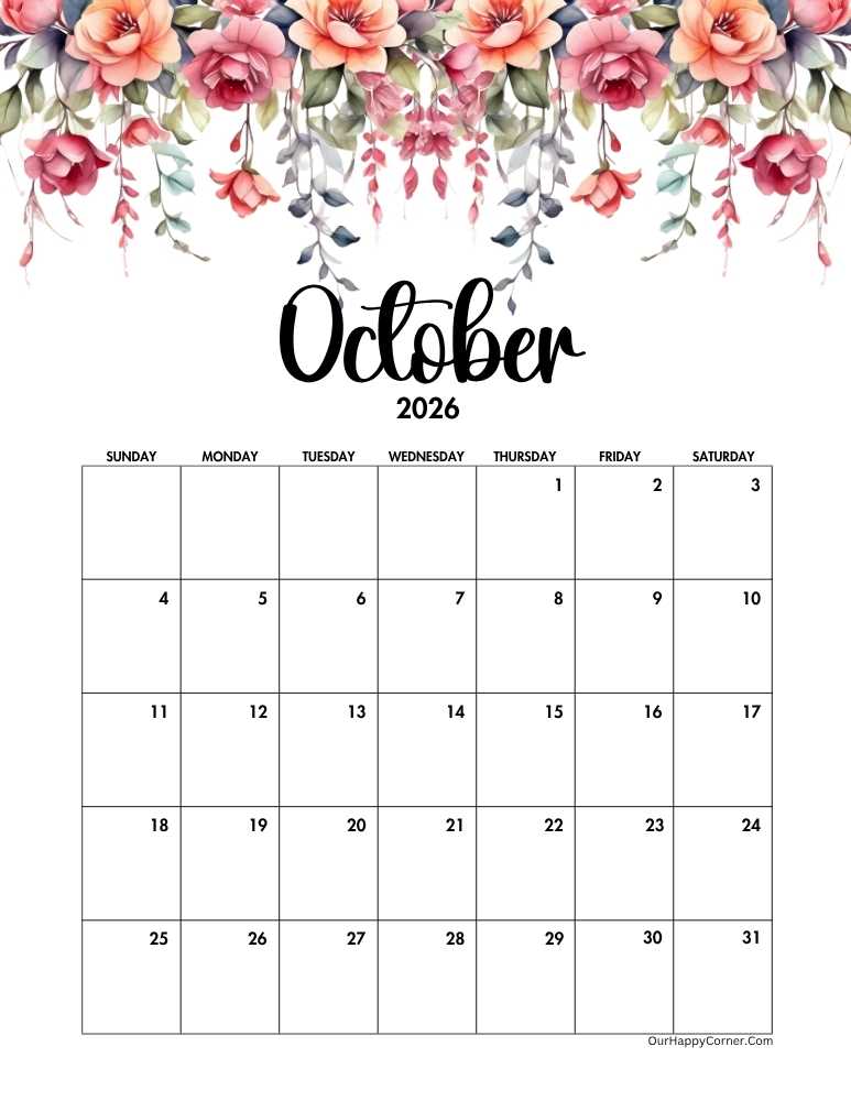 October Calendar 2026