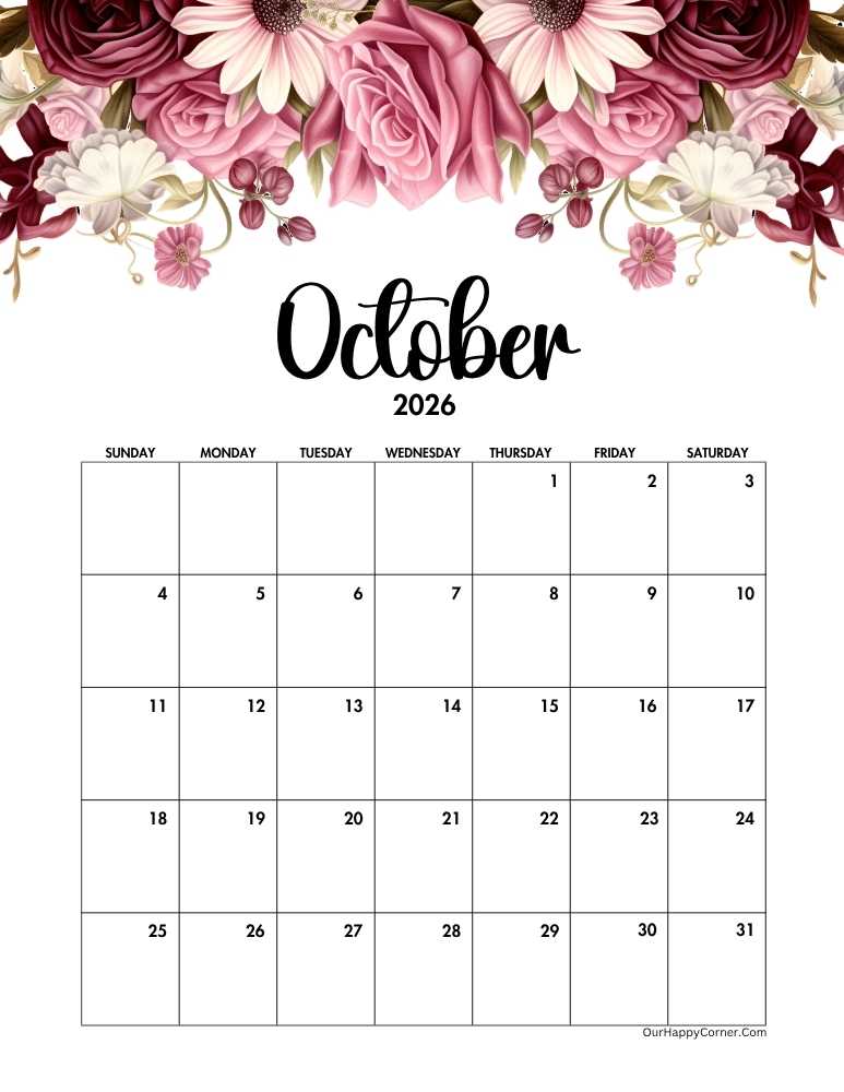 October Calendar 2026