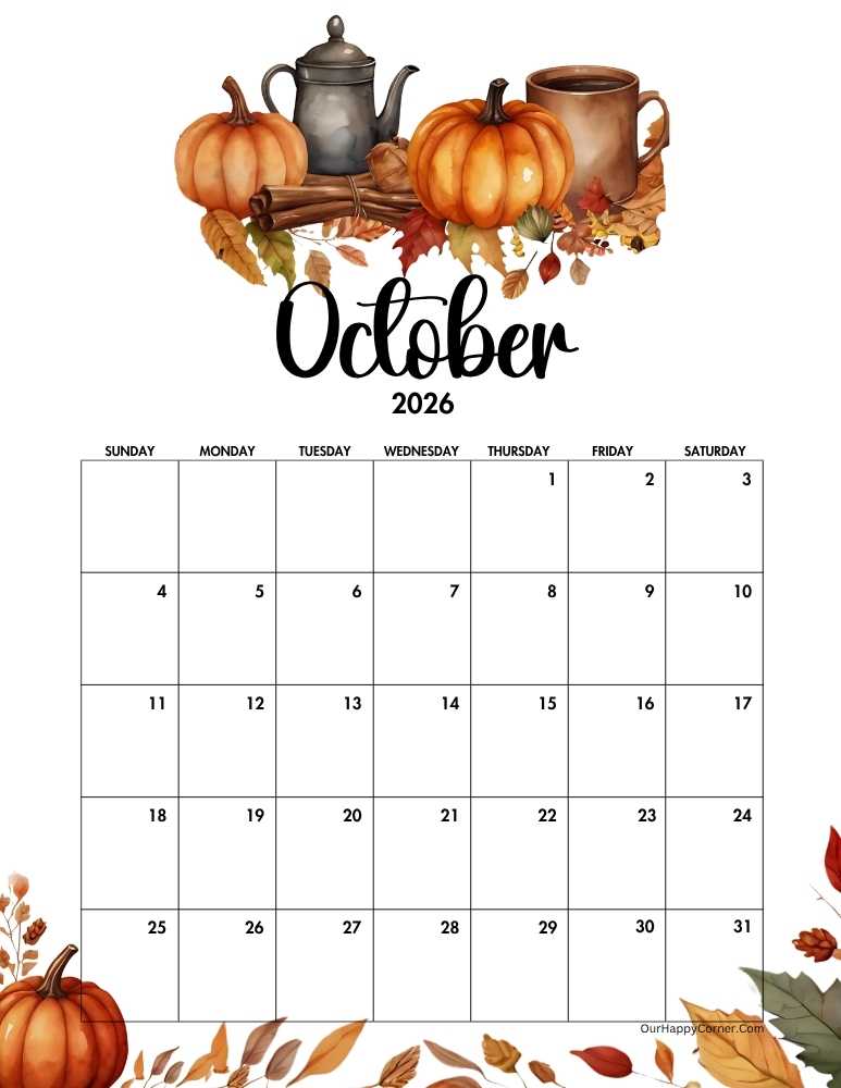Fall decorated calendar with pumpkins