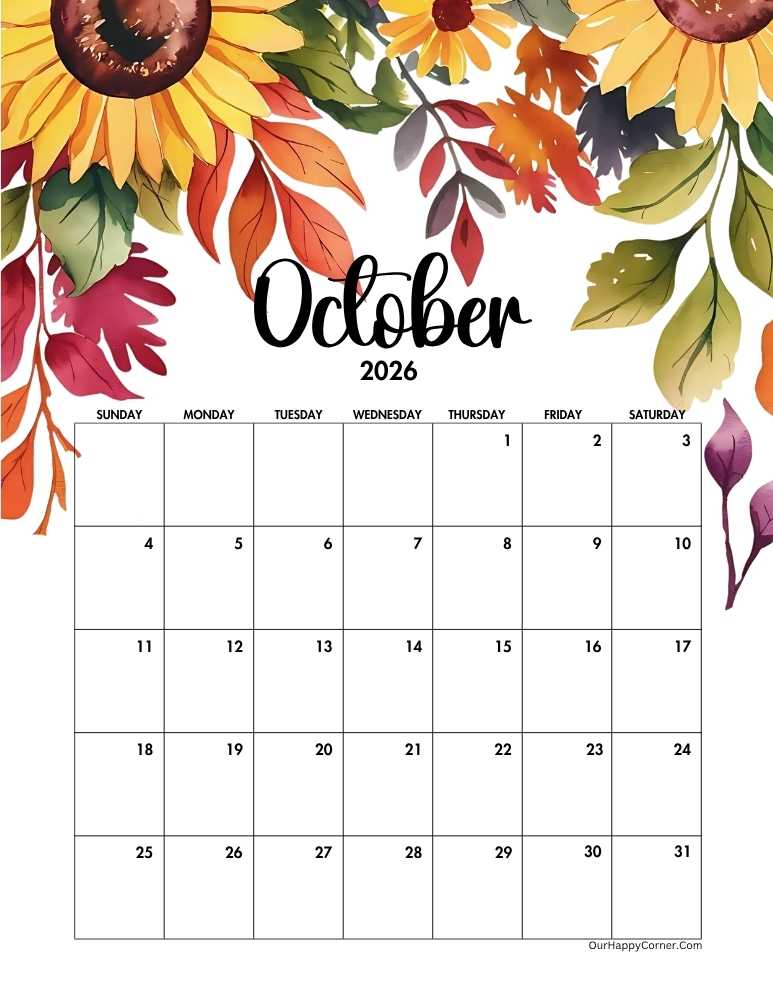 Autumn decorated calendar