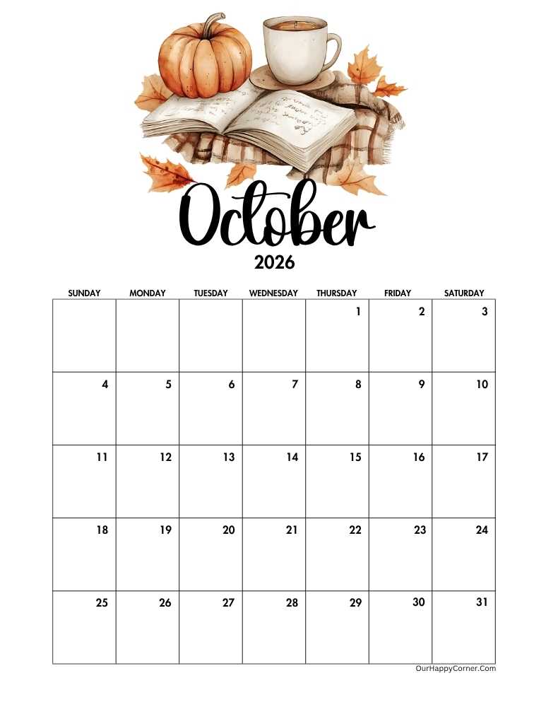 Fall season decorated calendar