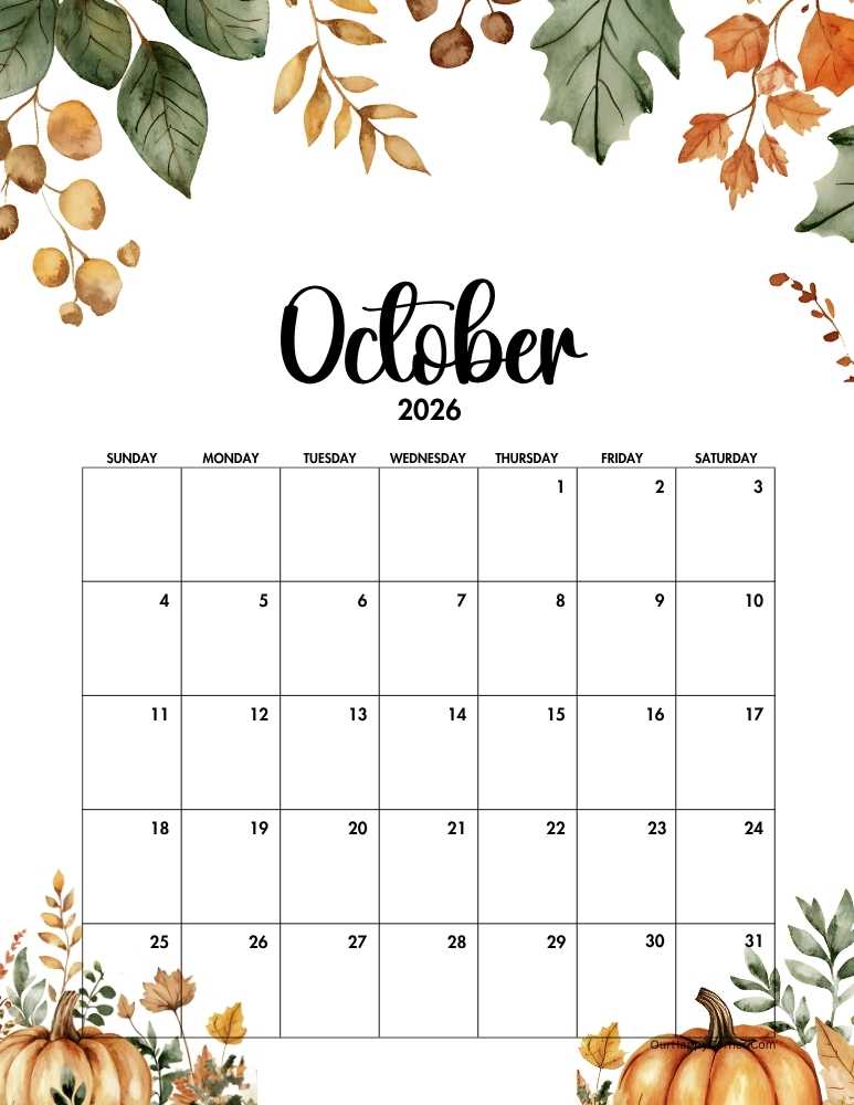free printable october 2026 calendar