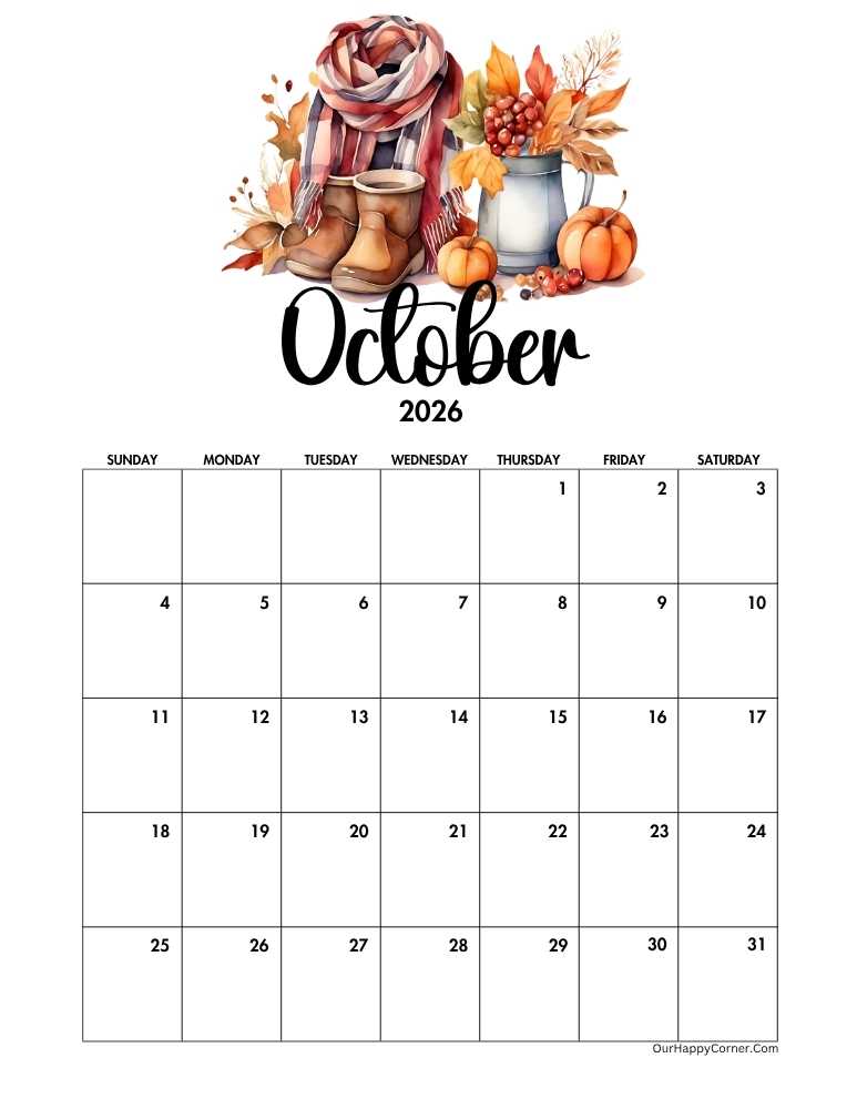 Autumn season calendar