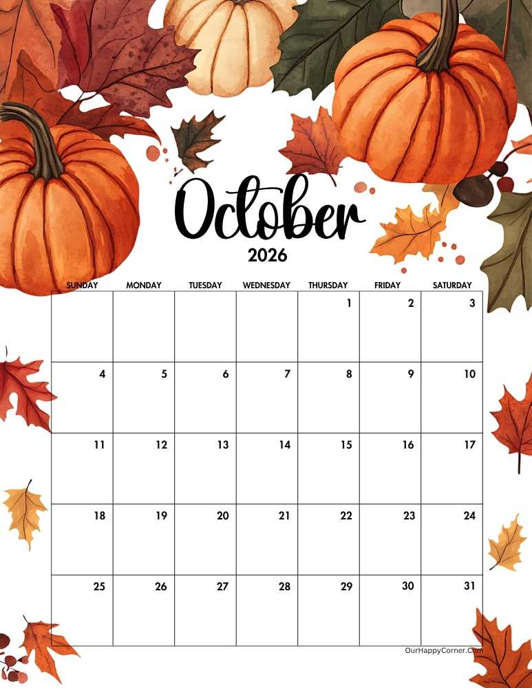 Autumn decorated calendar