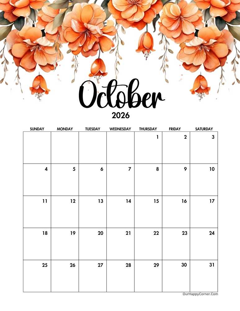 Floral calendar orange