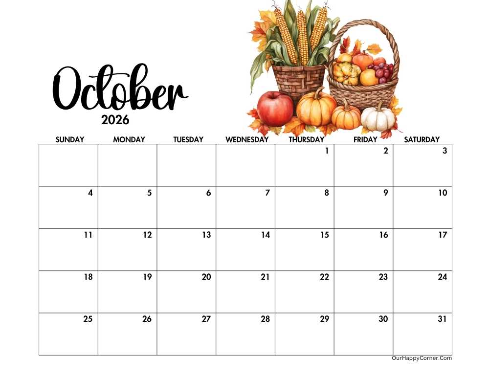 Autumn decorated calendar