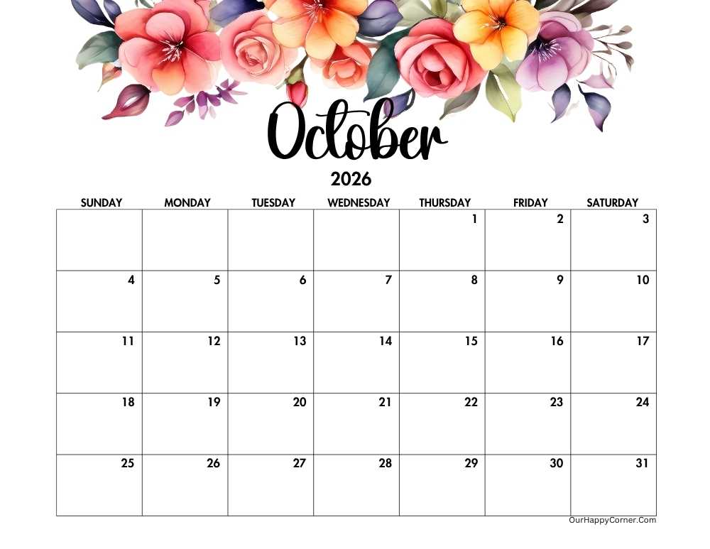 October Calendar 2026