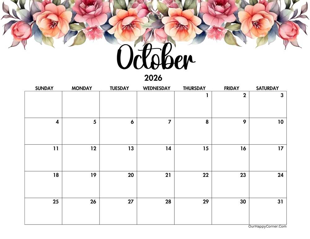 Floral calendar monthly 2026