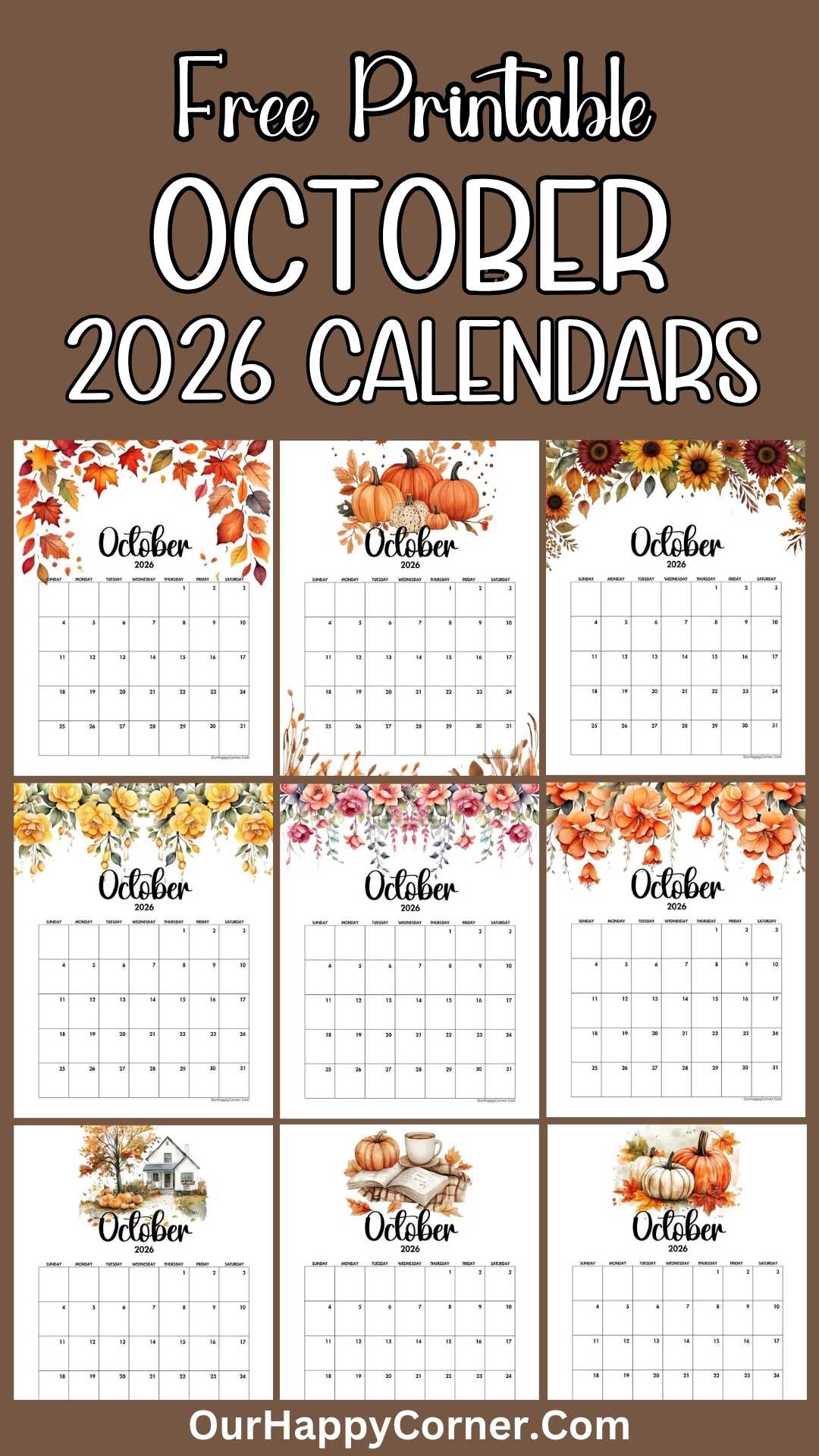 printable October 2026 calendar