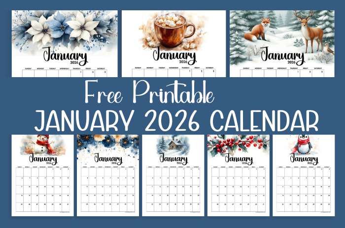 2026 January Calendar Printable