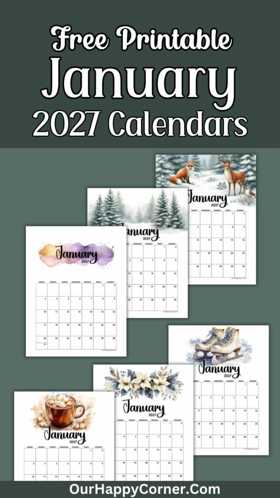 Printable January 2027 calendar
