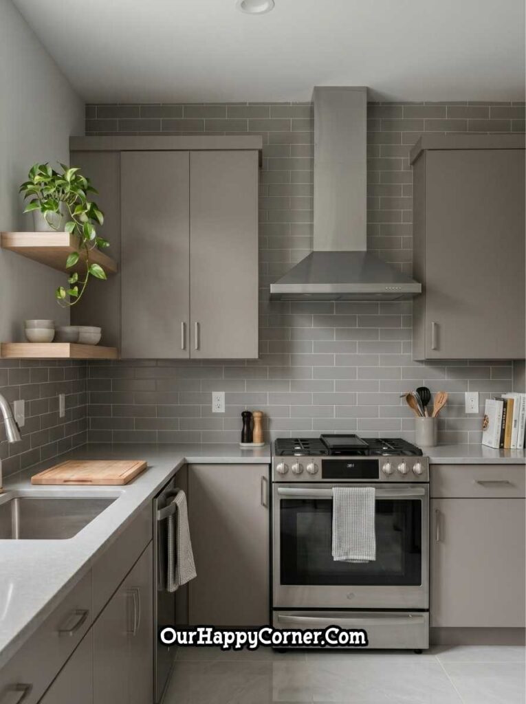 Gray Subway Tile Kitchen Backsplash