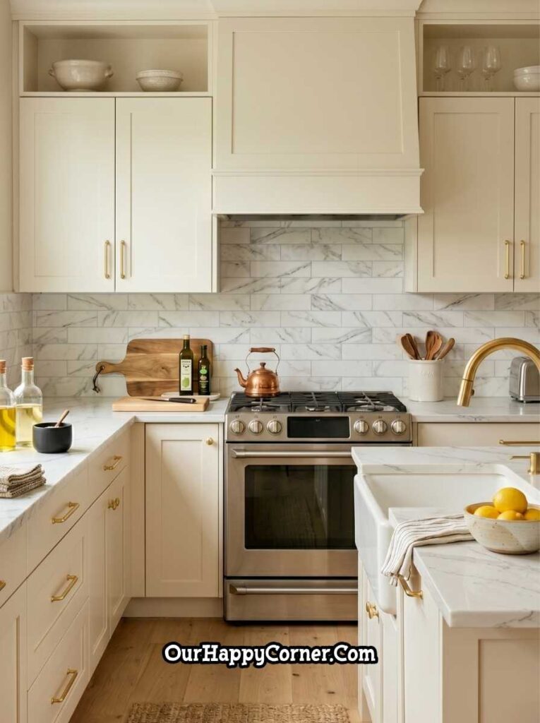 Kitchen Backsplash White Marble Peel-and-Stick