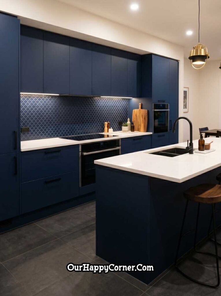 Navy Blue Interlocking Mosaic