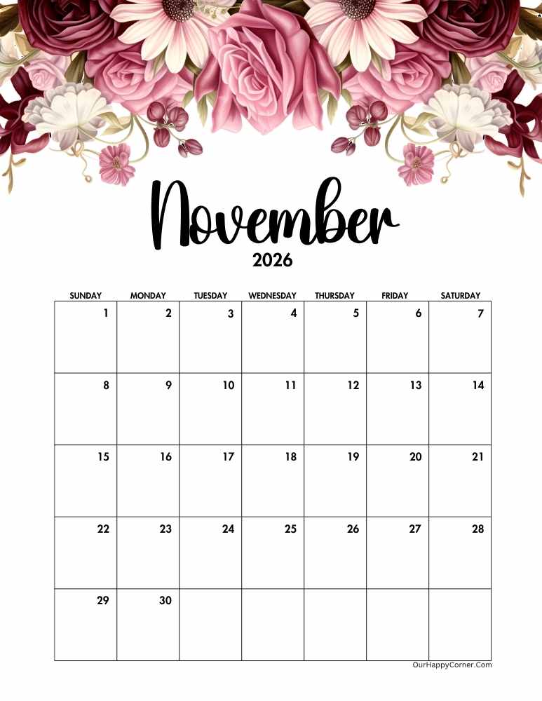 Floral decorated calendar