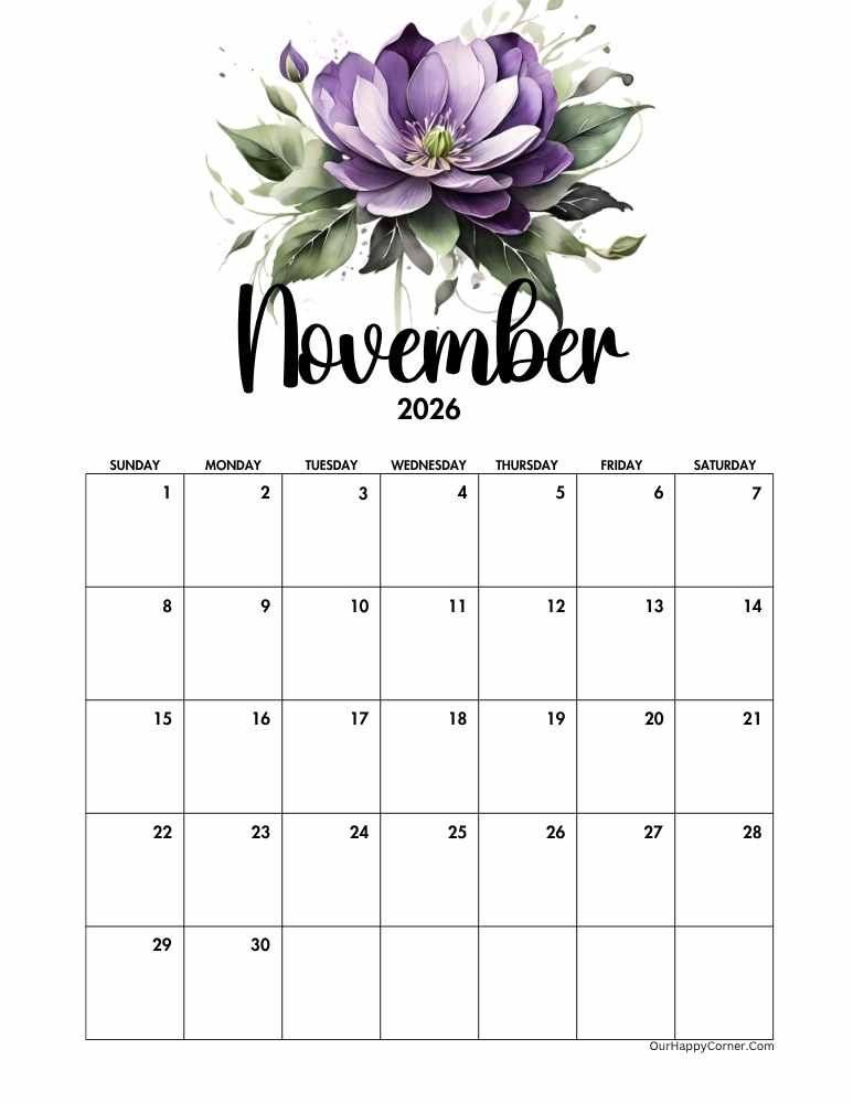Floral decorated calendar