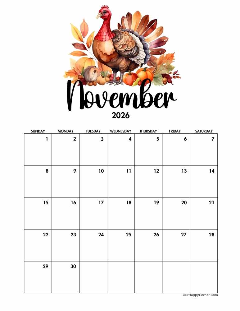 Autumn Turkey November calendar