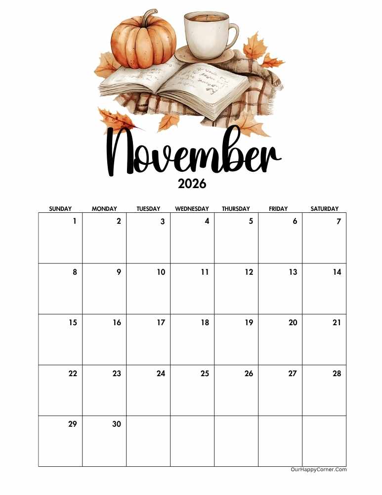 Autumn November calendar