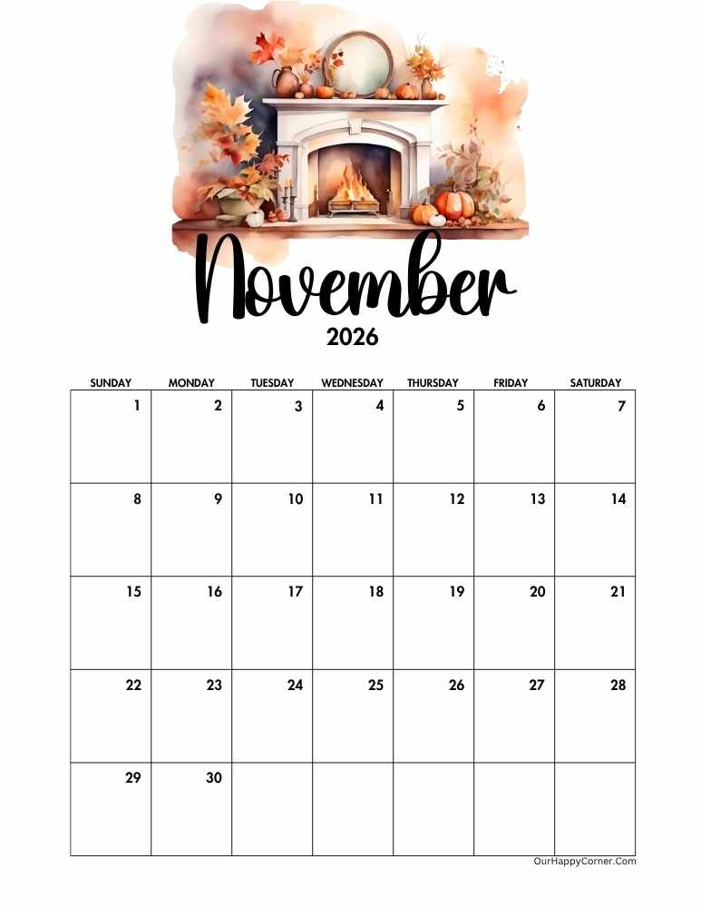 Autumn November calendar