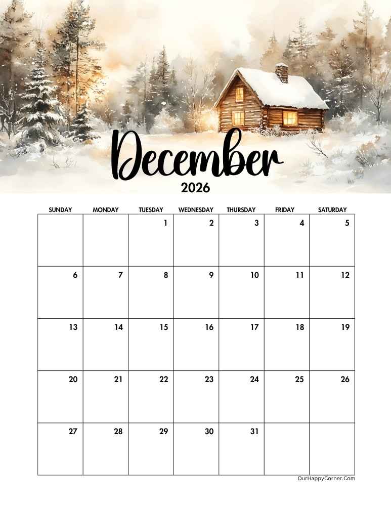 Winter themed calendar