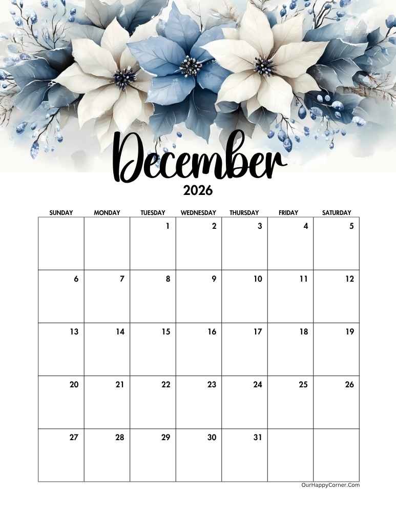 Winter themed calendar
