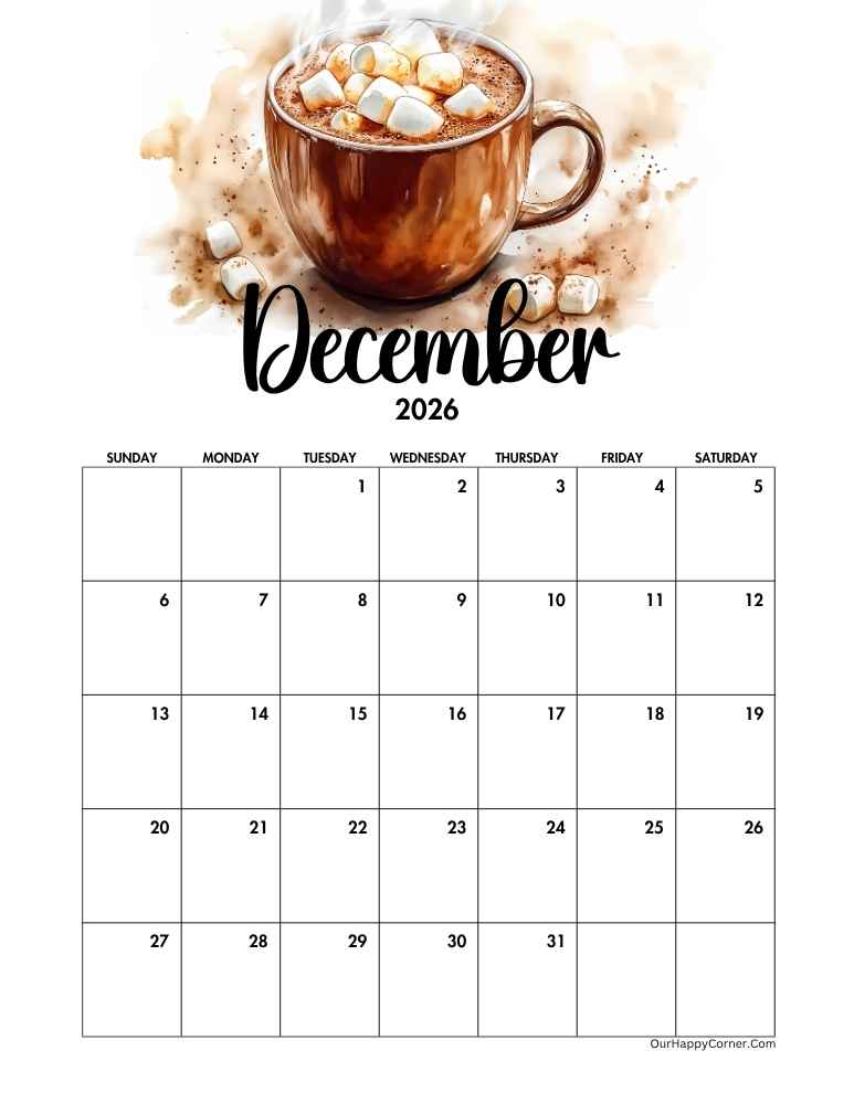 Winter themed calendar