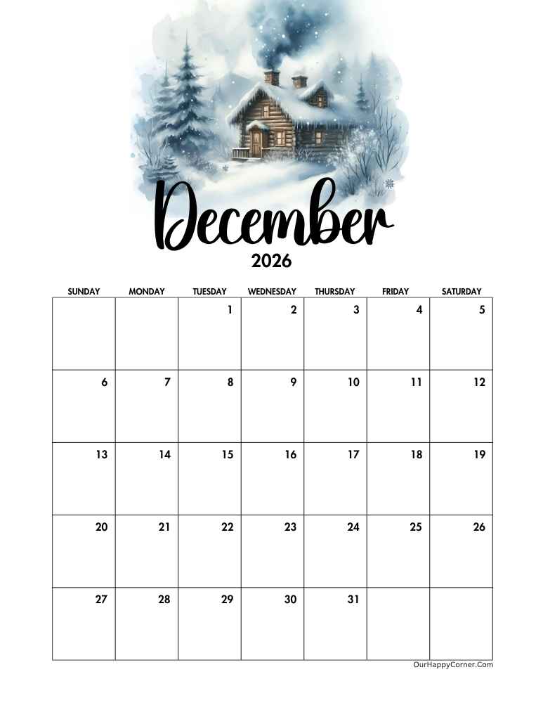 Winter themed calendar