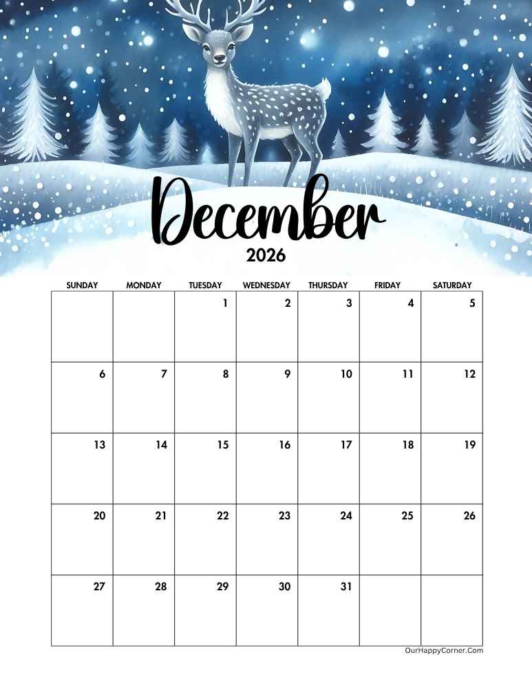 Winter themed calendar