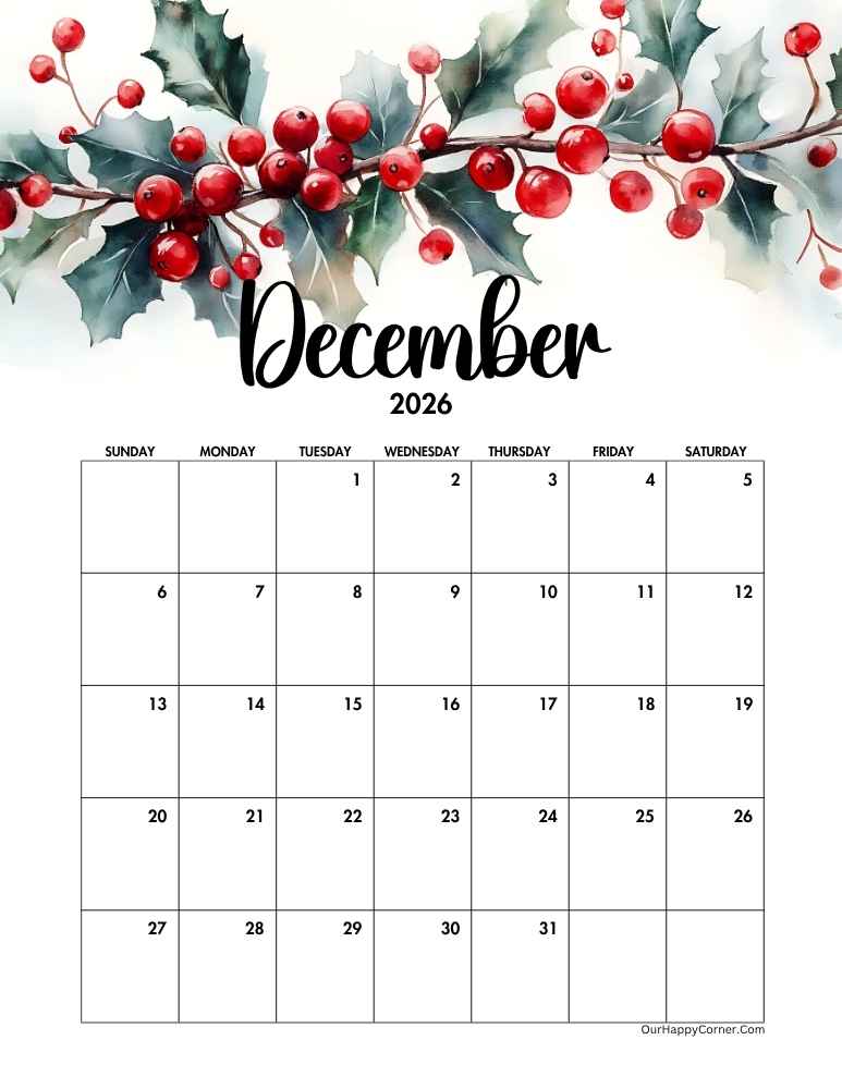 Christmas themed calendar