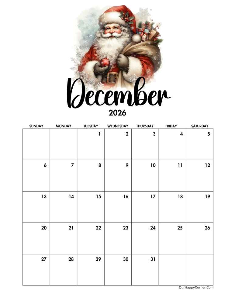 Christmas themed calendar