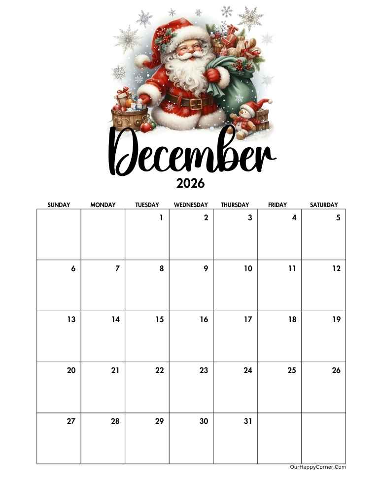 Christmas themed calendar