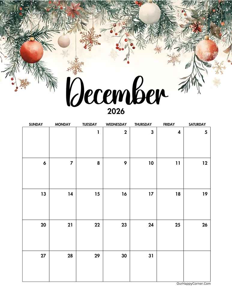 Christmas themed calendar
