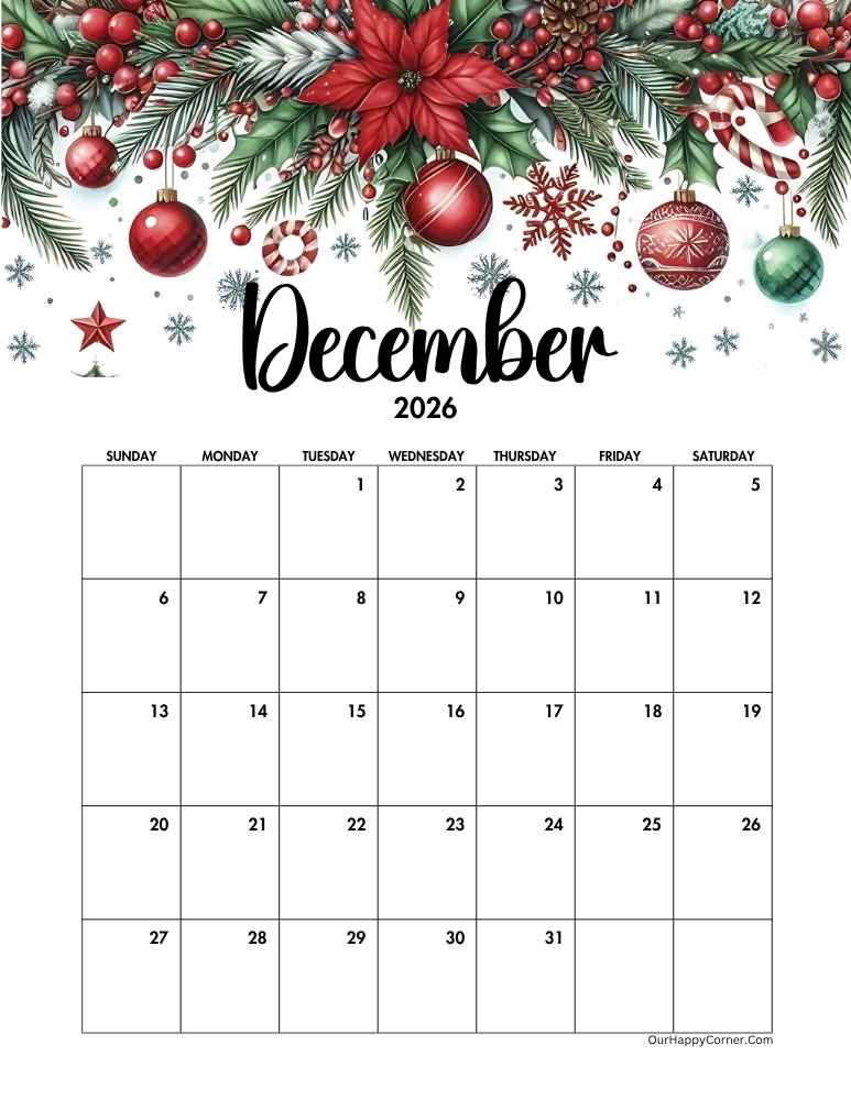 Christmas themed calendar